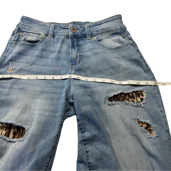 INCDenim boyfriend distressed jeans with animal hide design patches - Picture 10 of 12